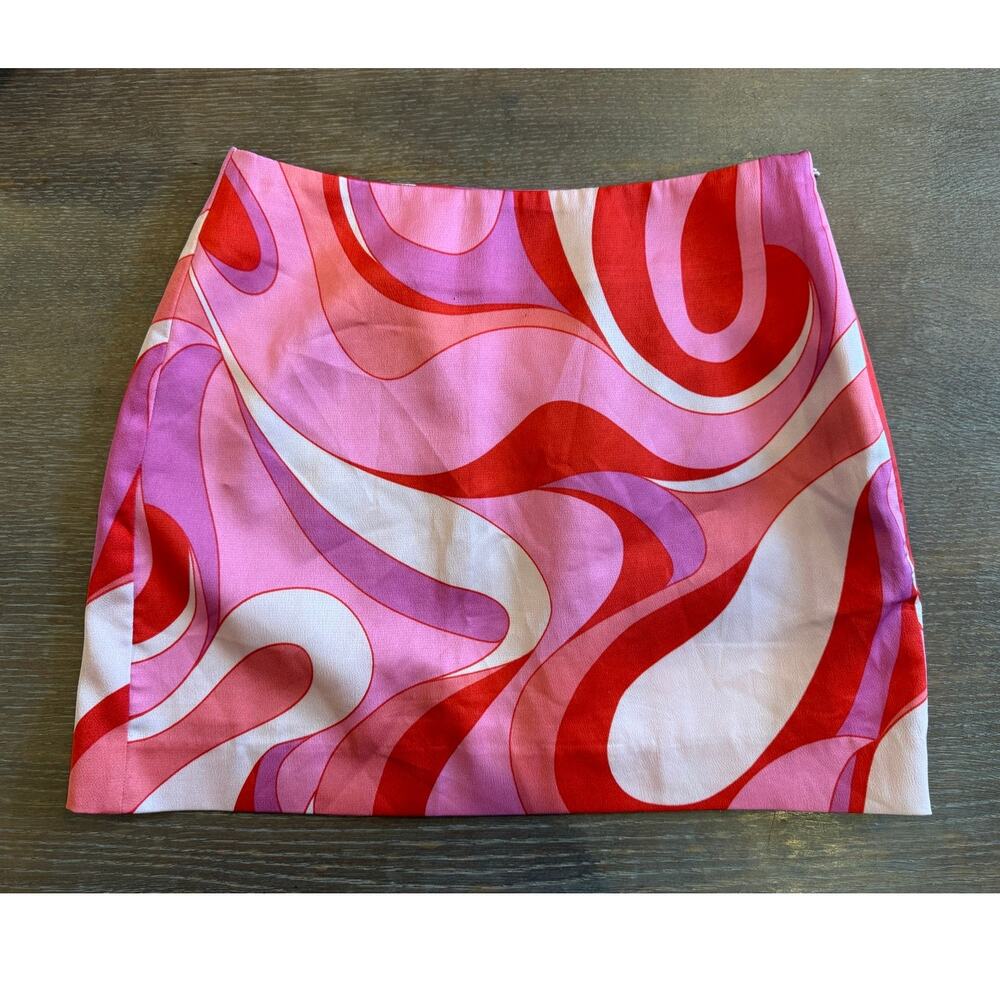 VICI Pink Swirl Pattern Mini Skirt Women S Side zip